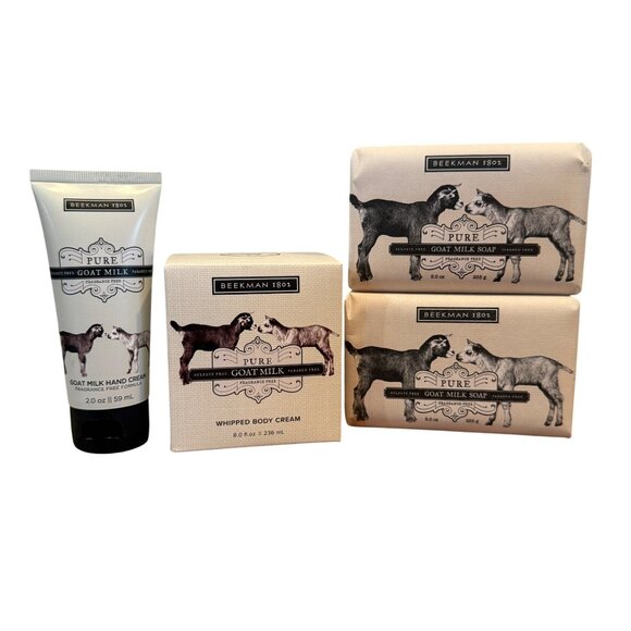 Beekman 1802 Goat Milk Body Care Set - Hand Cream Whipped Body Cream & 2 Bar Soa - Picture 1 of 8